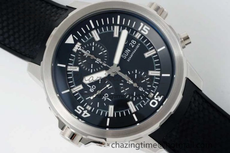 Aquatimer Chrono SS RSF 1:1 Best Edition Black Dial on Black Rubber Strap A7750