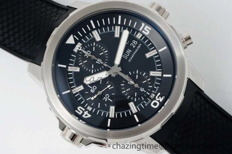 Aquatimer Chrono SS RSF 1:1 Best Edition Black Dial on Black Rubber Strap A7750