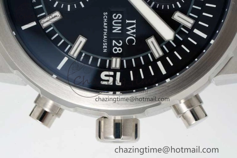 Aquatimer Chrono SS RSF 1:1 Best Edition Black Dial on Black Rubber Strap A7750