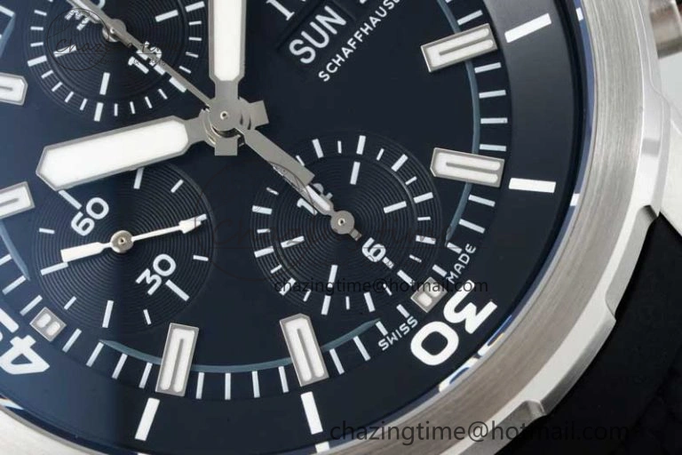 Aquatimer Chrono SS RSF 1:1 Best Edition Black Dial on Black Rubber Strap A7750