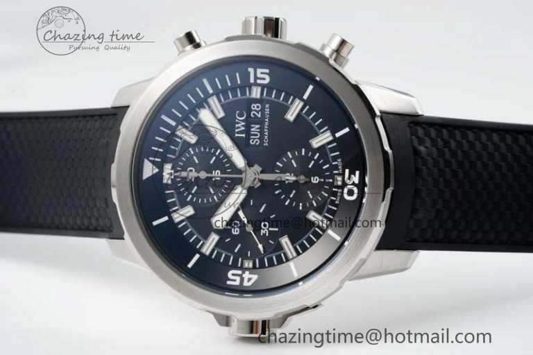 Aquatimer Chrono SS RSF 1:1 Best Edition Black Dial on Black Rubber Strap A7750