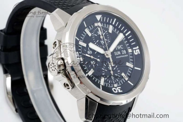 Aquatimer Chrono SS RSF 1:1 Best Edition Black Dial on Black Rubber Strap A7750