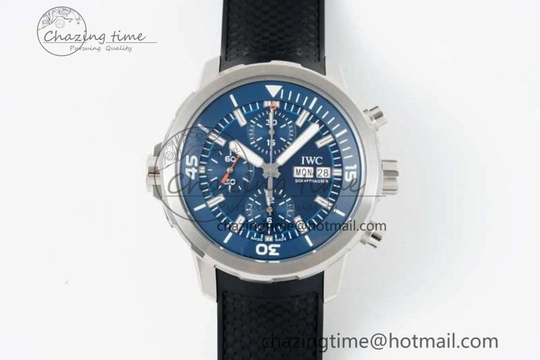 Aquatimer Chrono SS RSF 1:1 Best Edition Blue Dial on Black Rubber Strap A7750