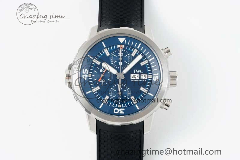 Aquatimer Chrono SS RSF 1:1 Best Edition Blue Dial on Black Rubber Strap A7750