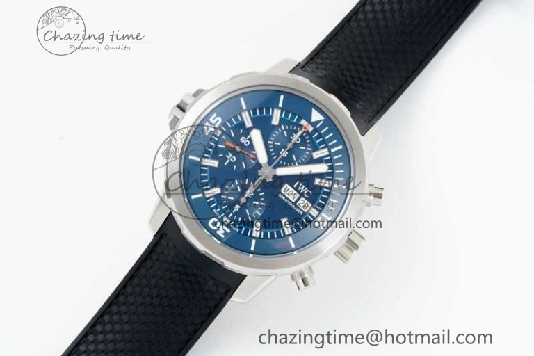 Aquatimer Chrono SS RSF 1:1 Best Edition Blue Dial on Black Rubber Strap A7750