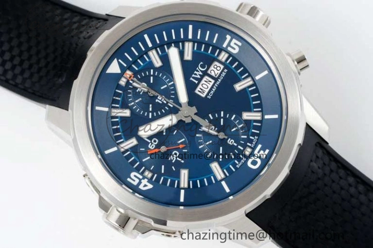 Aquatimer Chrono SS RSF 1:1 Best Edition Blue Dial on Black Rubber Strap A7750