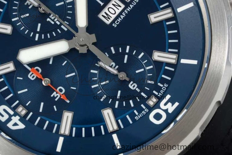 Aquatimer Chrono SS RSF 1:1 Best Edition Blue Dial on Black Rubber Strap A7750