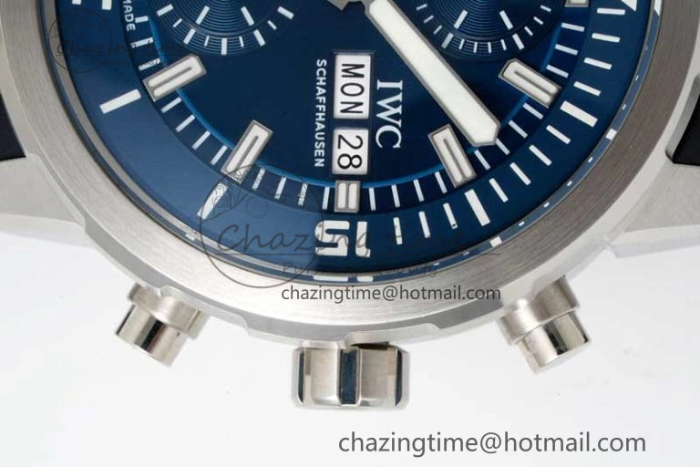 Aquatimer Chrono SS RSF 1:1 Best Edition Blue Dial on Black Rubber Strap A7750