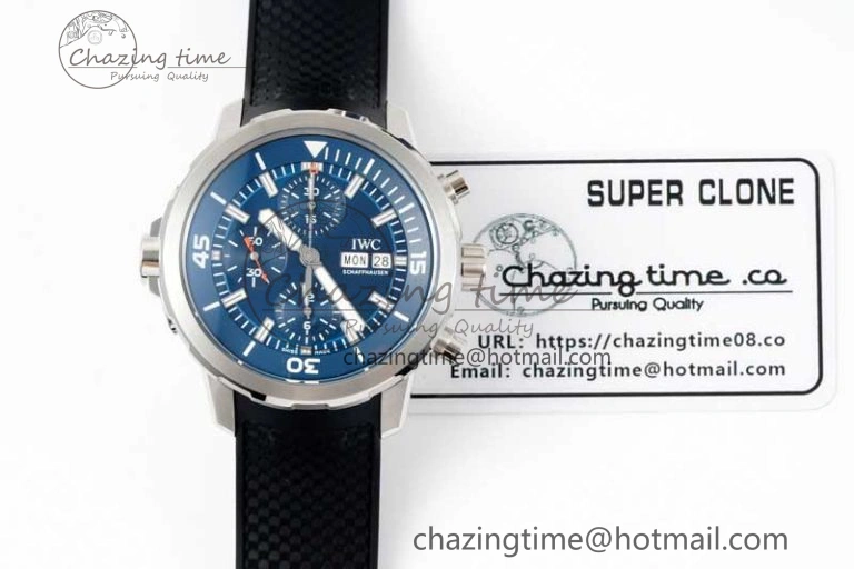 Aquatimer Chrono SS RSF 1:1 Best Edition Blue Dial on Black Rubber Strap A7750
