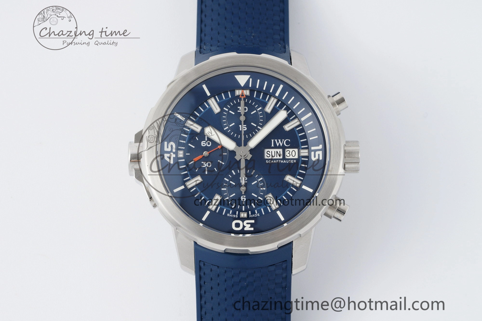 Aquatimer Chrono SS RSF 1:1 Best Edition Blue Dial on Blue Rubber Strap A7750
