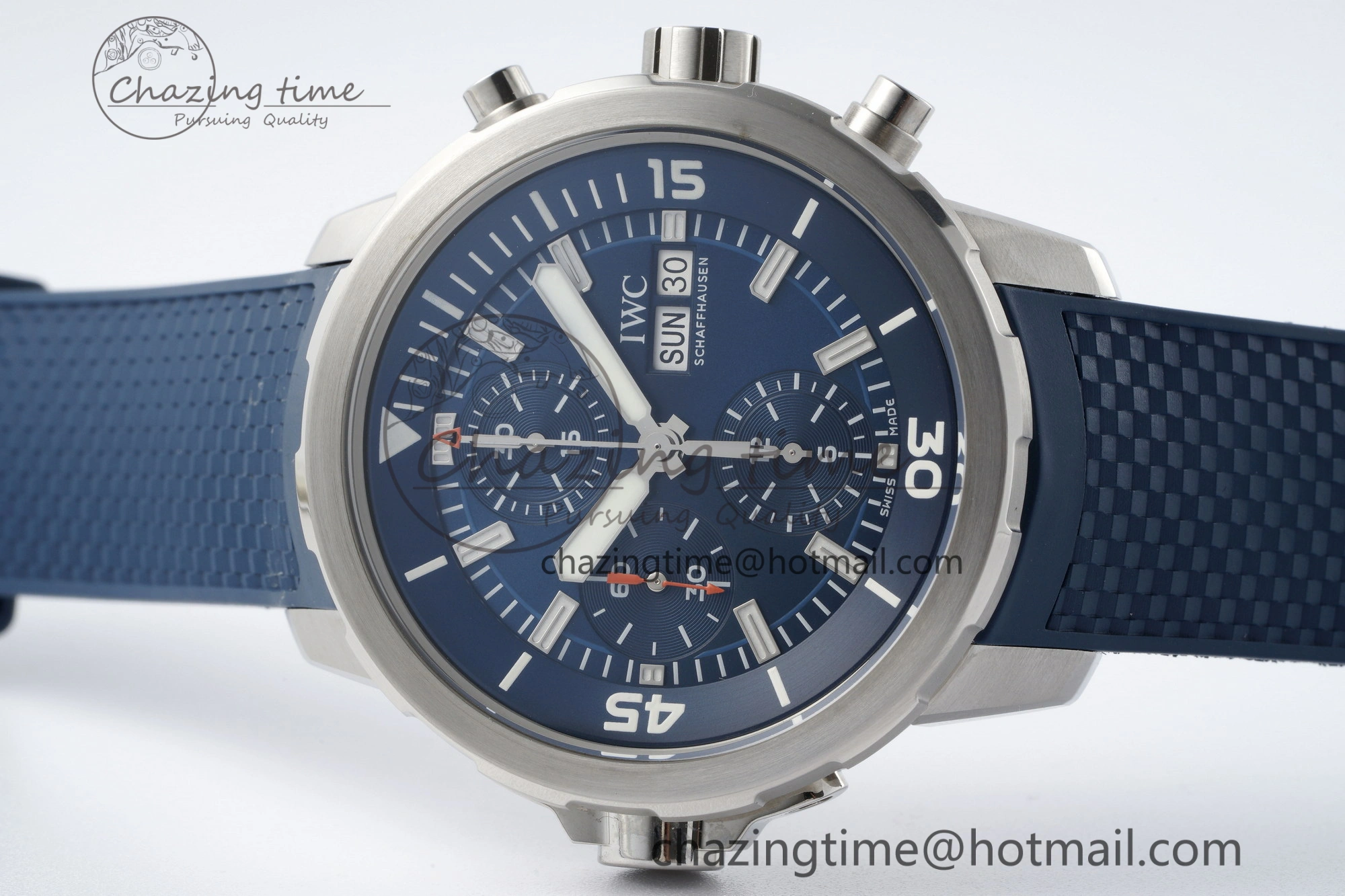Aquatimer Chrono SS RSF 1:1 Best Edition Blue Dial on Blue Rubber Strap A7750