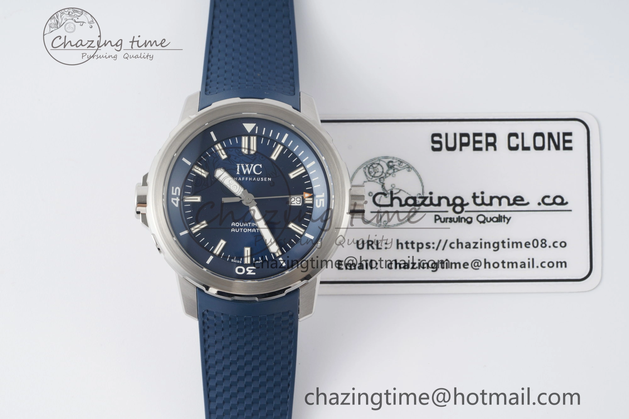 Aquatimer Chrono SS RSF 1:1 Best Edition Blue Dial on Blue Rubber Strap A7750