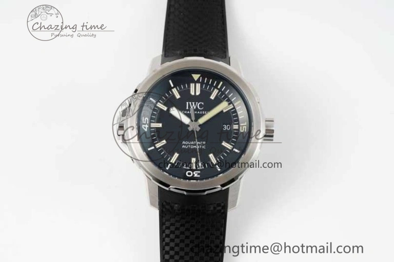 Aquatimer SS IW3290 RSF 1:1 Best Edition Black Dial on Black Rubber Strap A2892