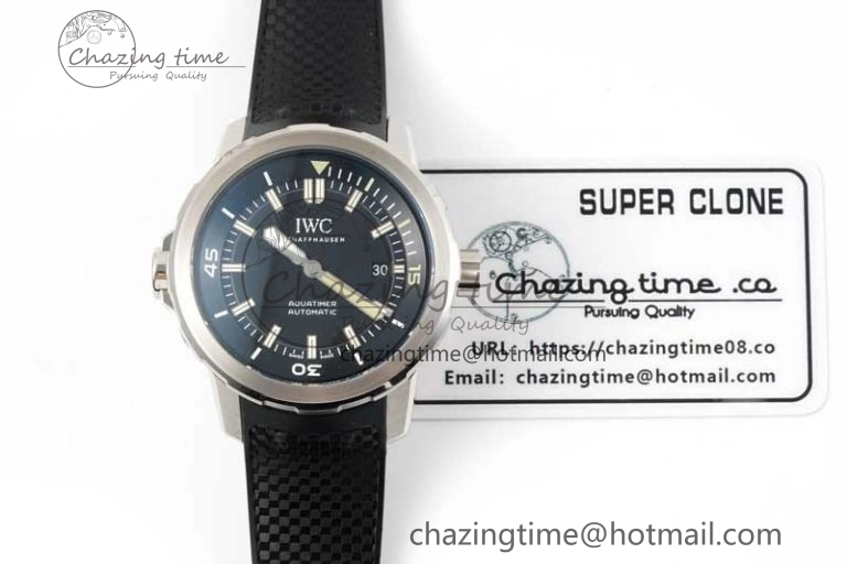 Aquatimer SS IW3290 RSF 1:1 Best Edition Black Dial on Black Rubber Strap A2892