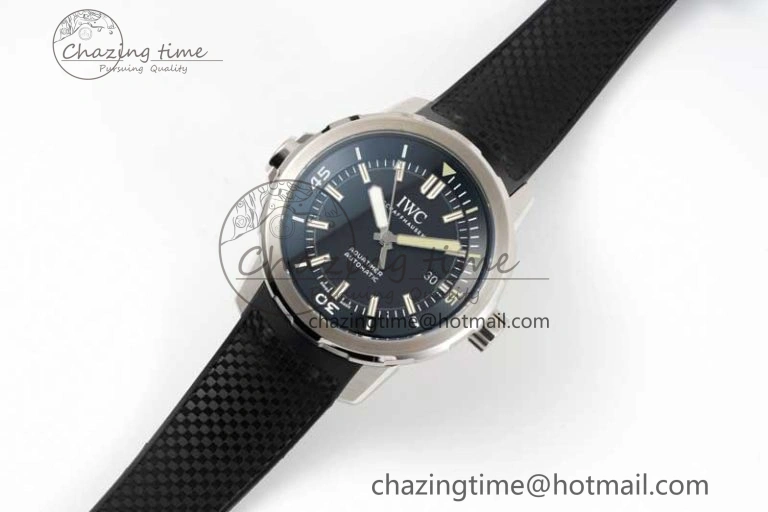 Aquatimer SS IW3290 RSF 1:1 Best Edition Black Dial on Black Rubber Strap A2892