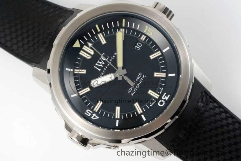 Aquatimer SS IW3290 RSF 1:1 Best Edition Black Dial on Black Rubber Strap A2892