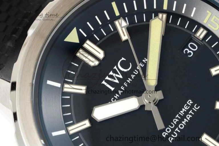 Aquatimer SS IW3290 RSF 1:1 Best Edition Black Dial on Black Rubber Strap A2892