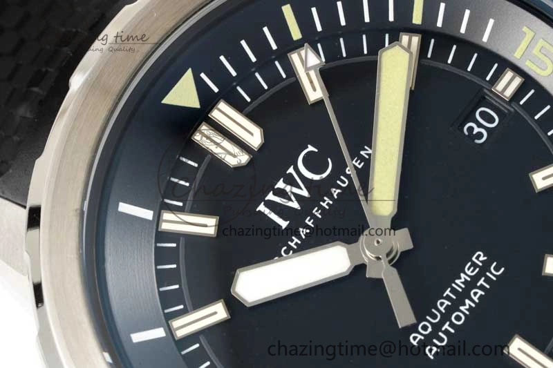 Aquatimer SS IW3290 RSF 1:1 Best Edition Black Dial on Black Rubber Strap A2892