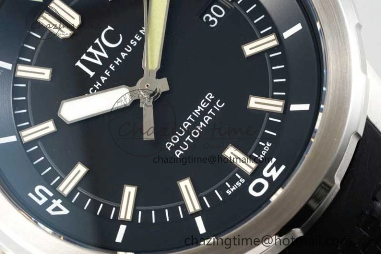 Aquatimer SS IW3290 RSF 1:1 Best Edition Black Dial on Black Rubber Strap A2892
