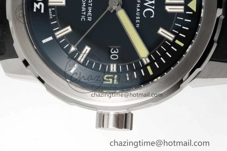 Aquatimer SS IW3290 RSF 1:1 Best Edition Black Dial on Black Rubber Strap A2892