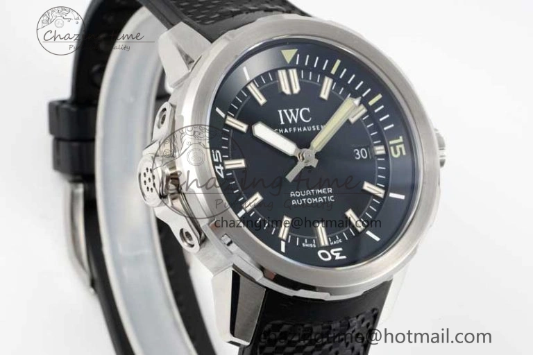 Aquatimer SS IW3290 RSF 1:1 Best Edition Black Dial on Black Rubber Strap A2892