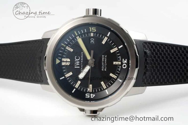 Aquatimer SS IW3290 RSF 1:1 Best Edition Black Dial on Black Rubber Strap A2892