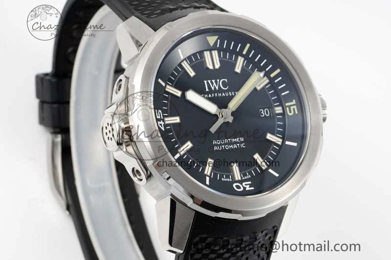 Aquatimer SS IW3290 RSF 1:1 Best Edition Black Dial on Black Rubber Strap A2892