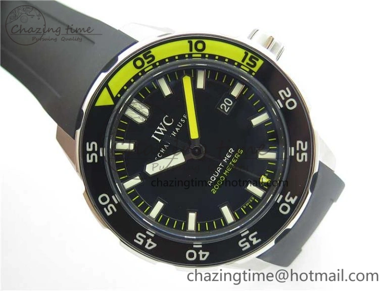 Aquatimer SS IW356802 ZZF 1:1 Best Edition Black Dial on Black Rubber Strap MIYOTA9015