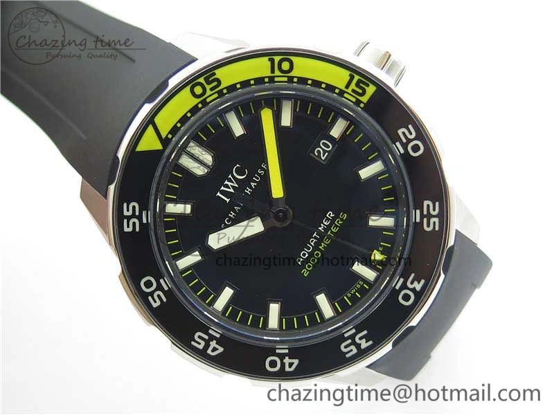 Aquatimer SS IW356802 ZZF 1:1 Best Edition Black Dial on Black Rubber Strap MIYOTA9015