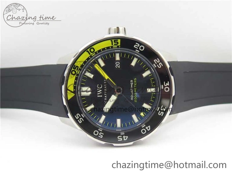 Aquatimer SS IW356802 ZZF 1:1 Best Edition Black Dial on Black Rubber Strap MIYOTA9015