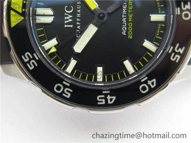 Aquatimer SS IW356802 ZZF 1:1 Best Edition Black Dial on Black Rubber Strap MIYOTA9015
