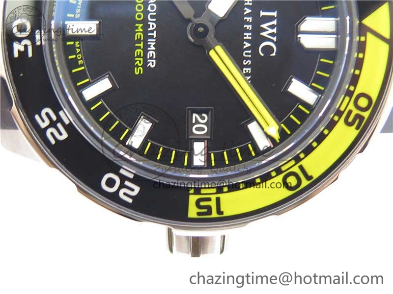 Aquatimer SS IW356802 ZZF 1:1 Best Edition Black Dial on Black Rubber Strap MIYOTA9015
