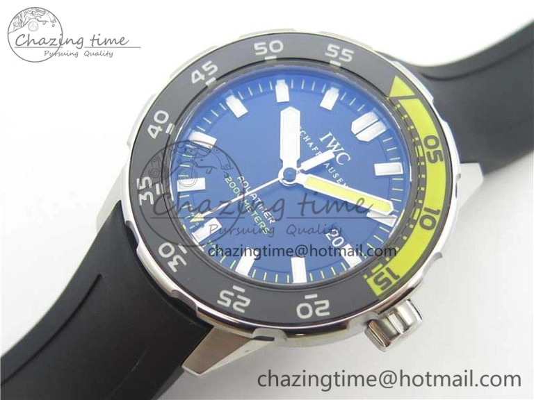Aquatimer SS IW356802 ZZF 1:1 Best Edition Black Dial on Black Rubber Strap MIYOTA9015