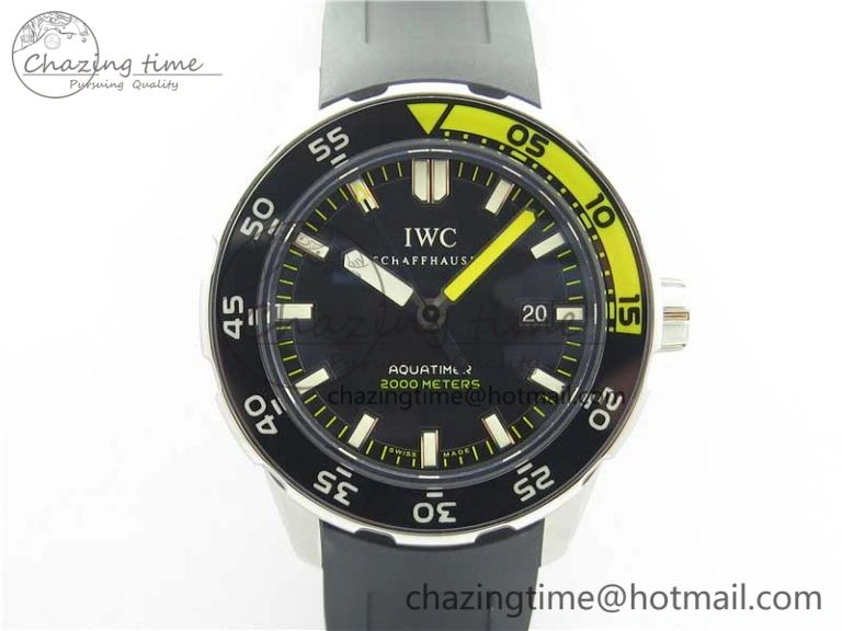 Aquatimer SS IW356802 ZZF 1:1 Best Edition Black Dial on Black Rubber Strap MIYOTA9015