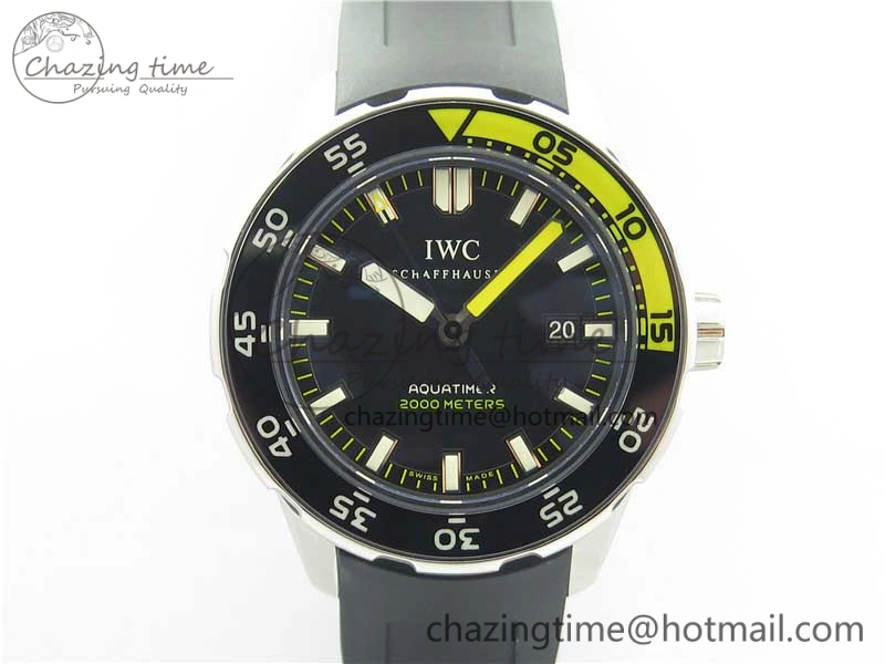 Aquatimer SS IW356802 ZZF 1:1 Best Edition Black Dial on Black Rubber Strap MIYOTA9015