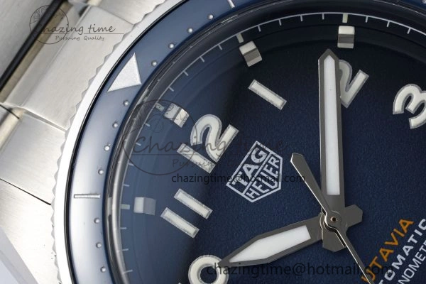 Autavia SS 42mm TARF 1:1 Best Edition Blue Dial Blue Ceramic Bezel on SS Bracelet SW200