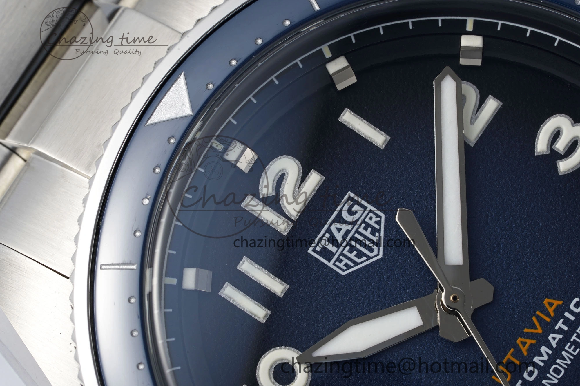 Autavia SS 42mm TARF 1:1 Best Edition Blue Dial Blue Ceramic Bezel on SS Bracelet SW200