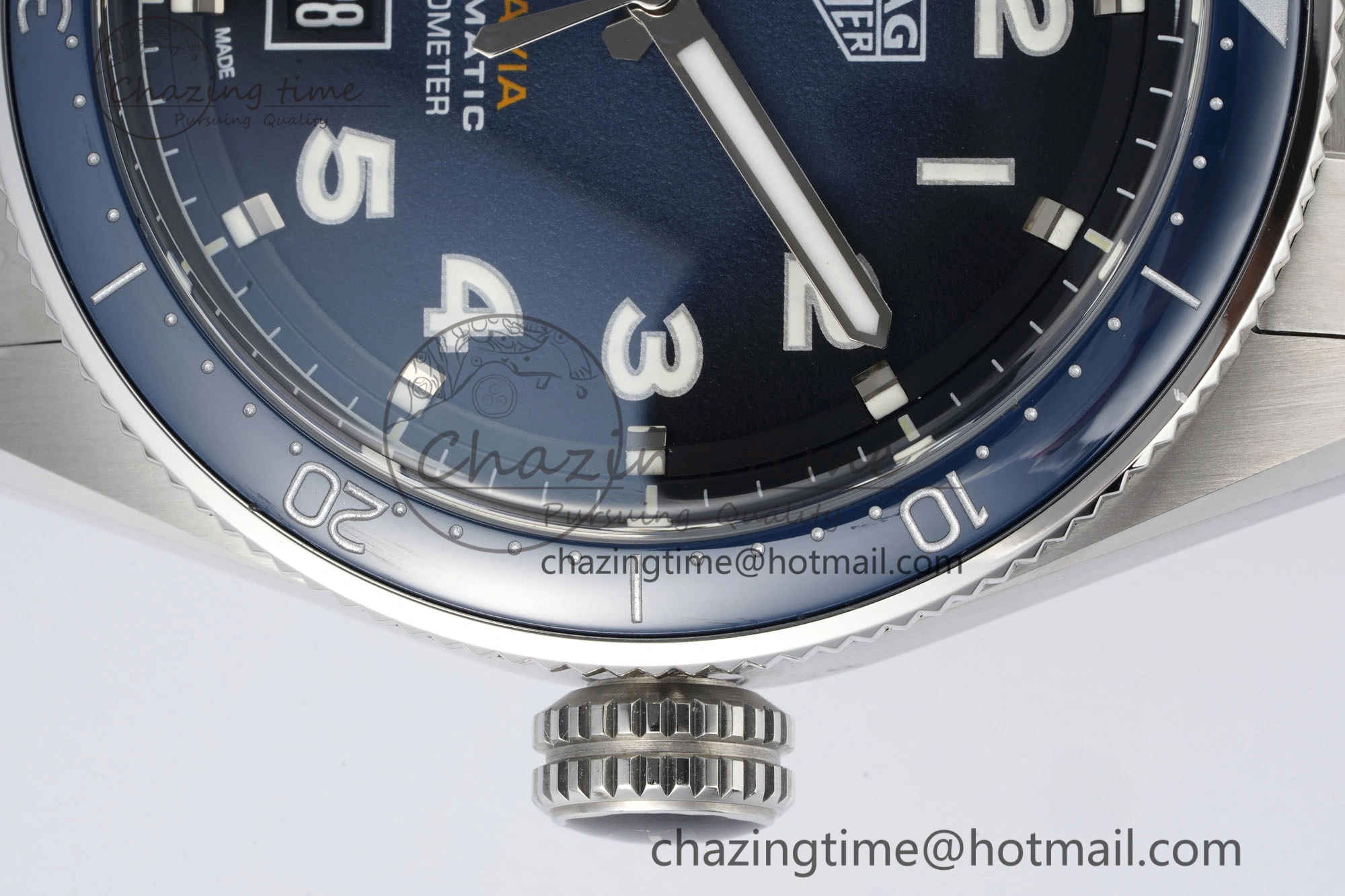 Autavia SS 42mm TARF 1:1 Best Edition Blue Dial Blue Ceramic Bezel on SS Bracelet SW200