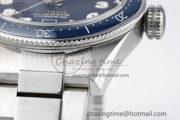 Autavia SS 42mm TARF 1:1 Best Edition Blue Dial Blue Ceramic Bezel on SS Bracelet SW200