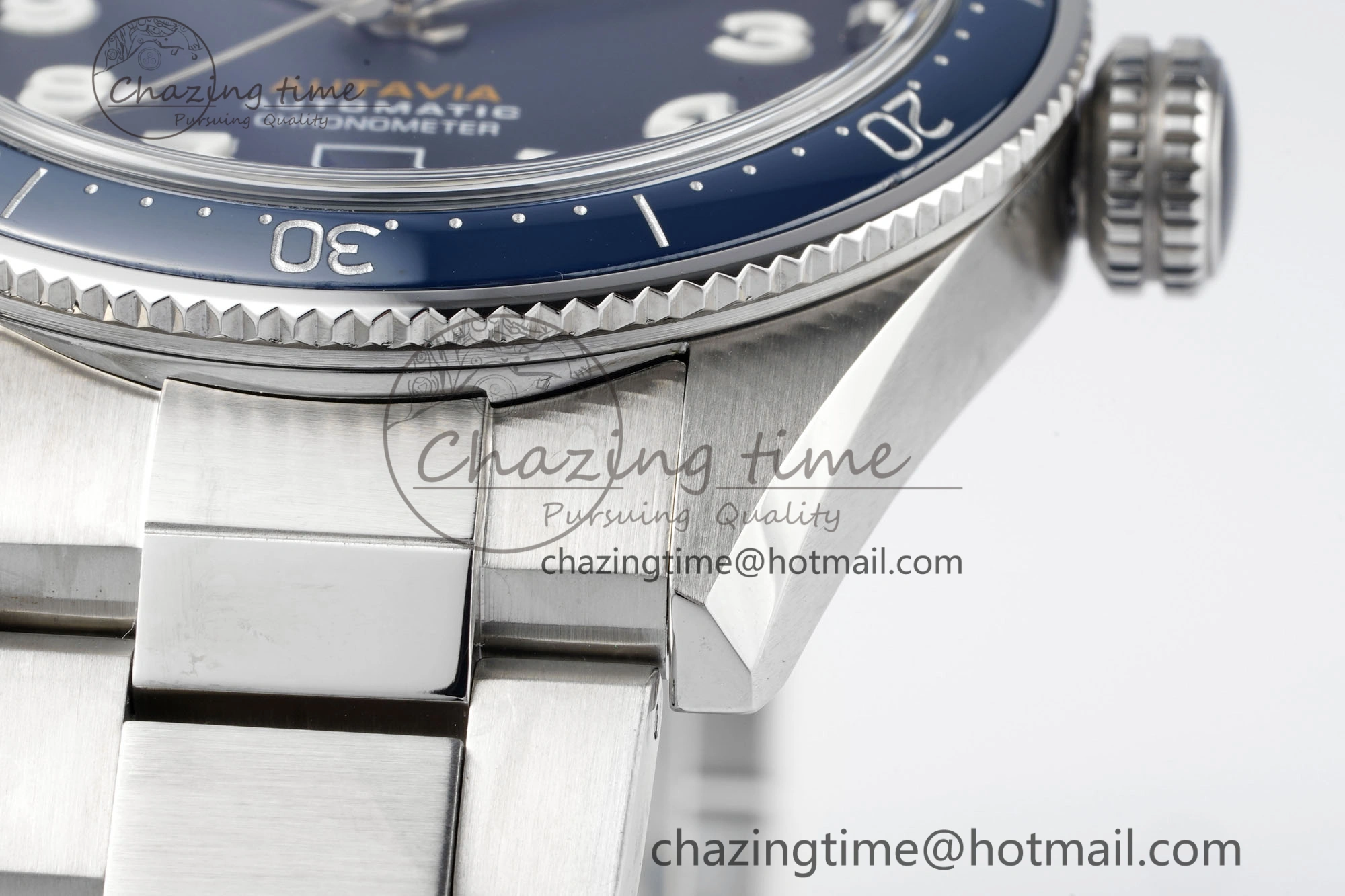Autavia SS 42mm TARF 1:1 Best Edition Blue Dial Blue Ceramic Bezel on SS Bracelet SW200