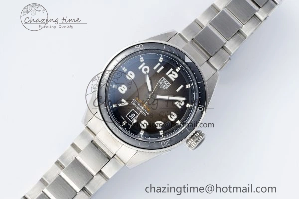 Autavia SS 42mm TARF 1:1 Best Edition Gray Dial Black Ceramic Bezel on SS Bracelet SW200
