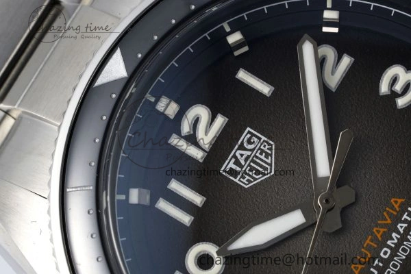 Autavia SS 42mm TARF 1:1 Best Edition Gray Dial Black Ceramic Bezel on SS Bracelet SW200