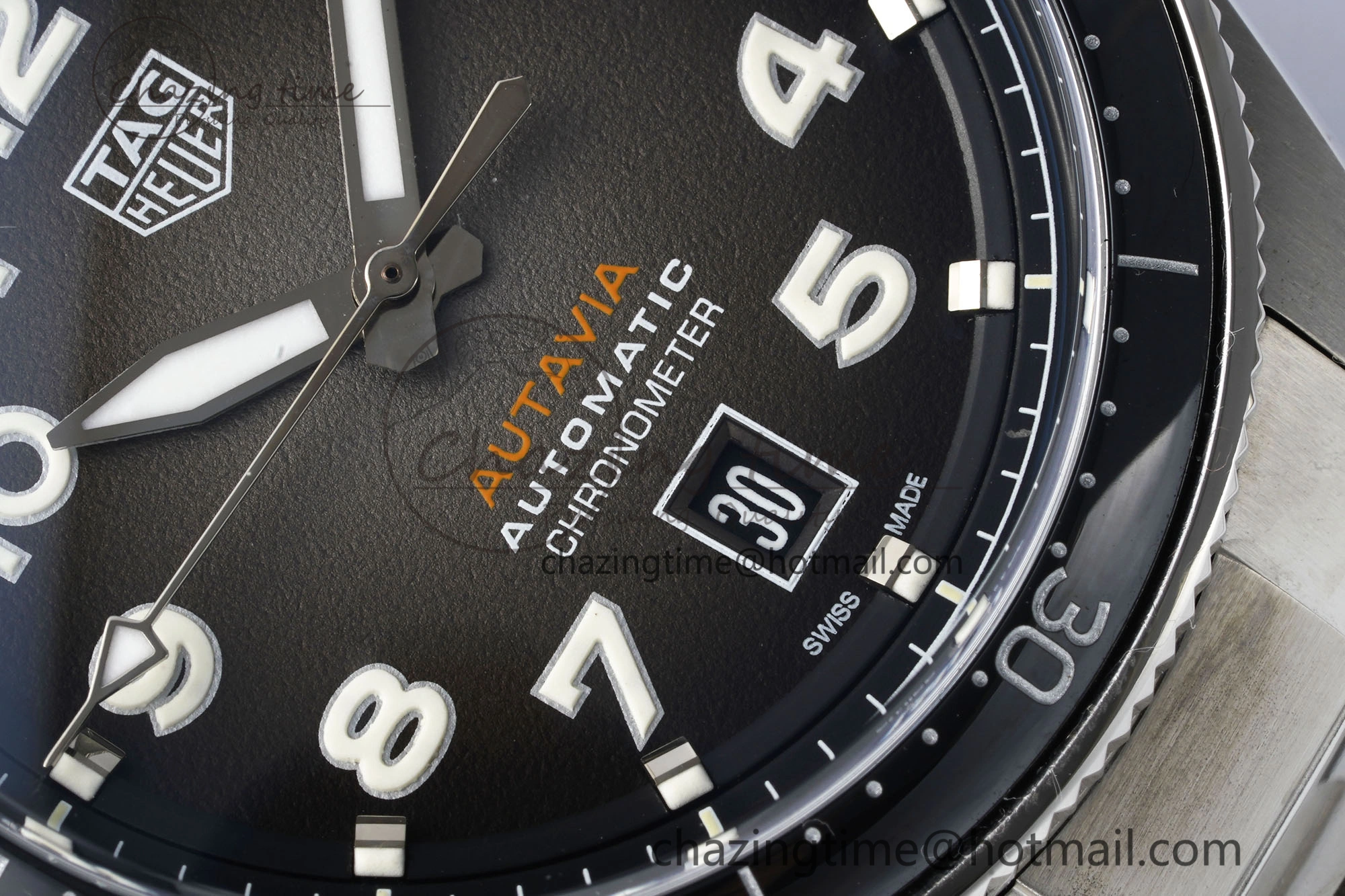 Autavia SS 42mm TARF 1:1 Best Edition Gray Dial Black Ceramic Bezel on SS Bracelet SW200