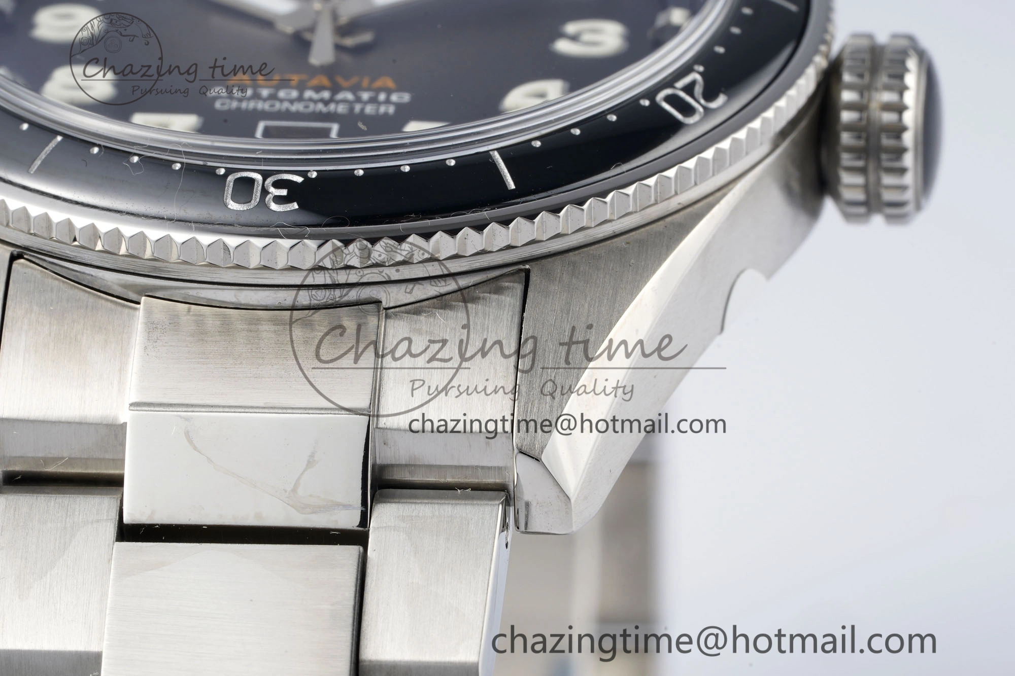Autavia SS 42mm TARF 1:1 Best Edition Gray Dial Black Ceramic Bezel on SS Bracelet SW200