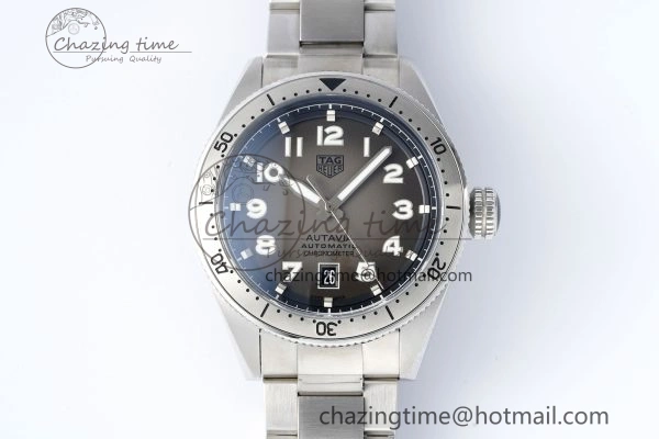 Autavia SS 42mm TARF 1:1 Best Edition Gray Dial SS Bezel on SS Bracelet SW200