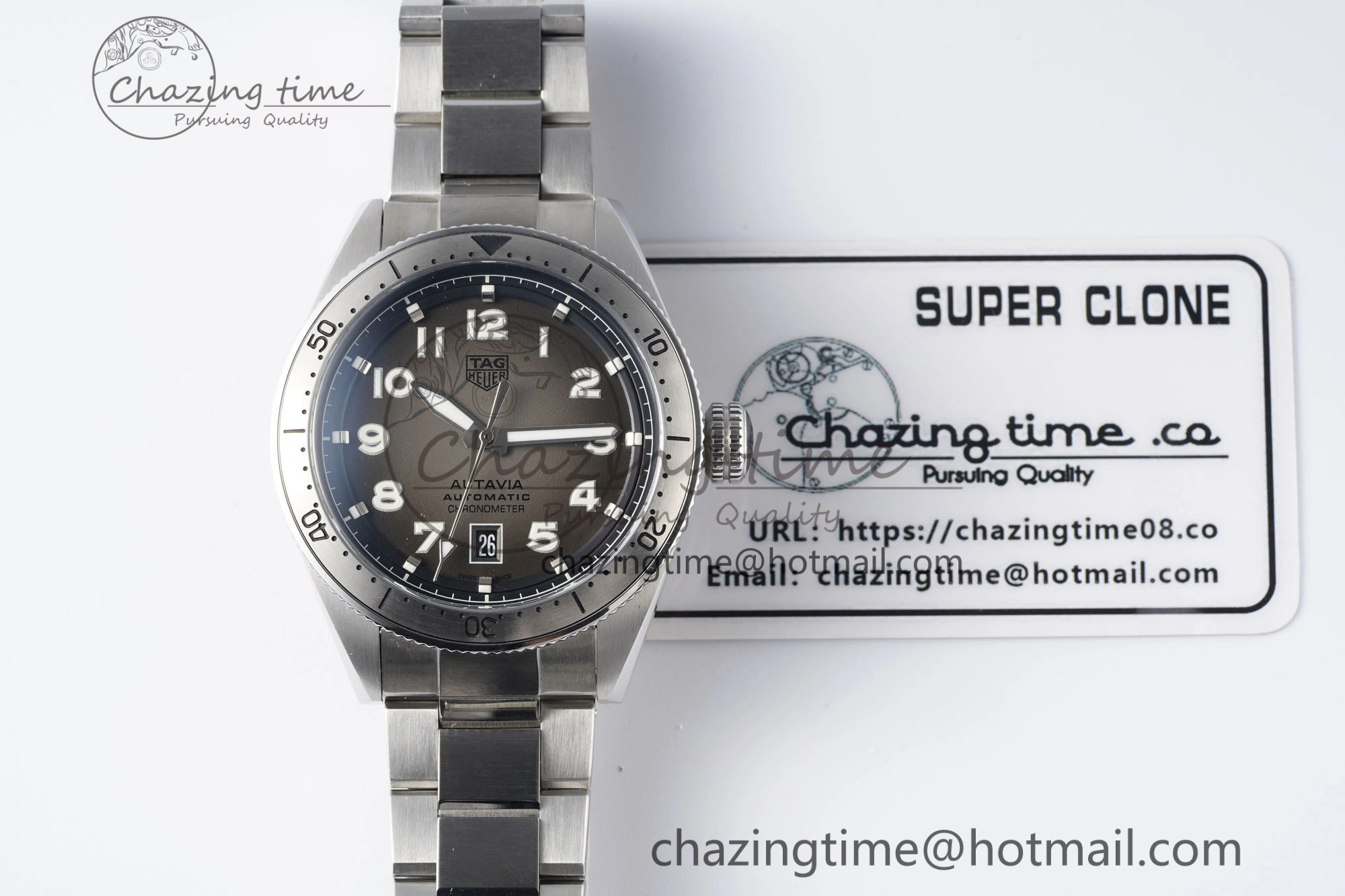 Autavia SS 42mm TARF 1:1 Best Edition Gray Dial SS Bezel on SS Bracelet SW200