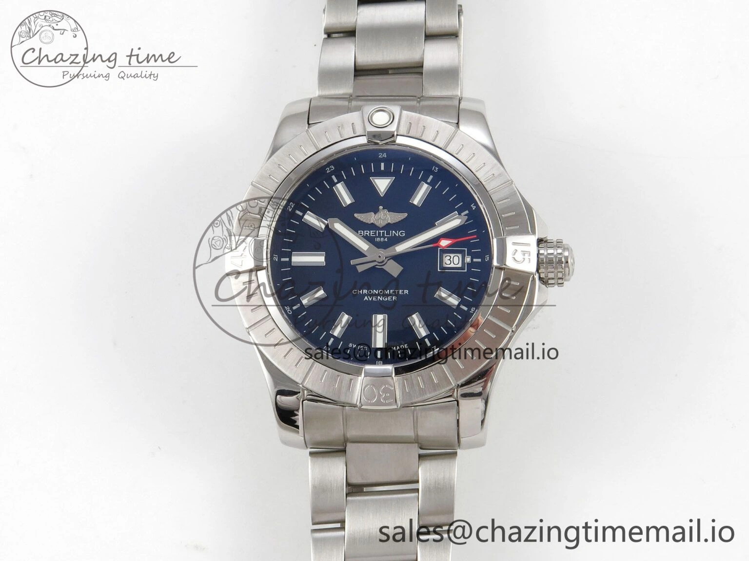 Avenger 43mm SS TF 1:1 Best Edition Black Dial on SS Bracelet A2824 V2