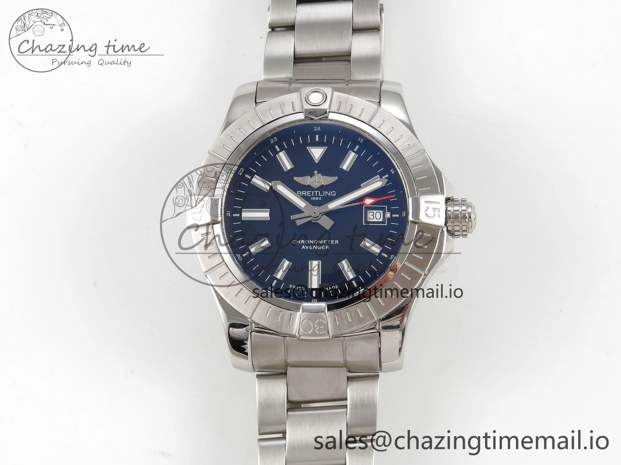 Avenger 43mm SS TF 1:1 Best Edition Black Dial on SS Bracelet A2824 V2