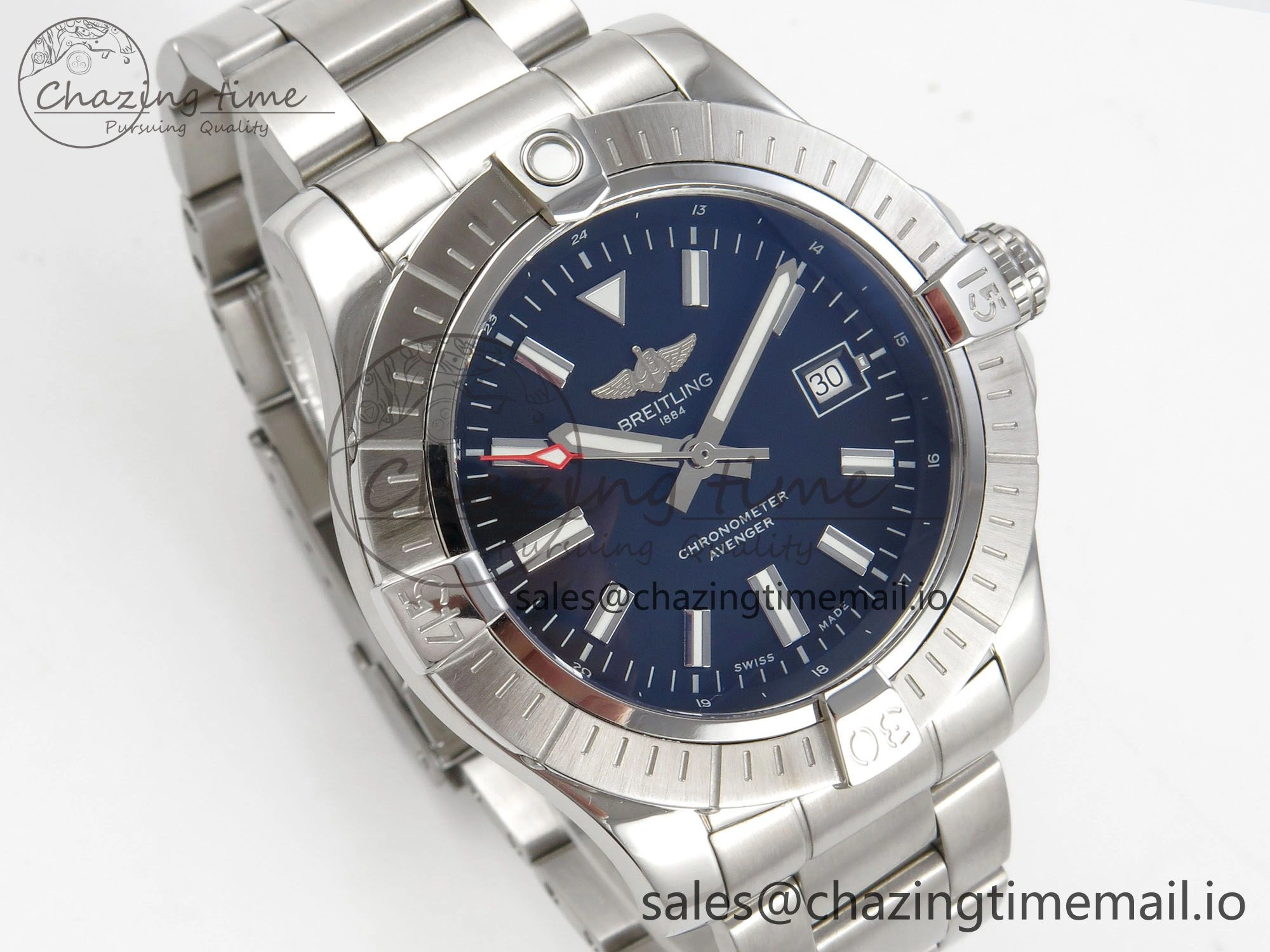 Avenger 43mm SS TF 1:1 Best Edition Black Dial on SS Bracelet A2824 V2