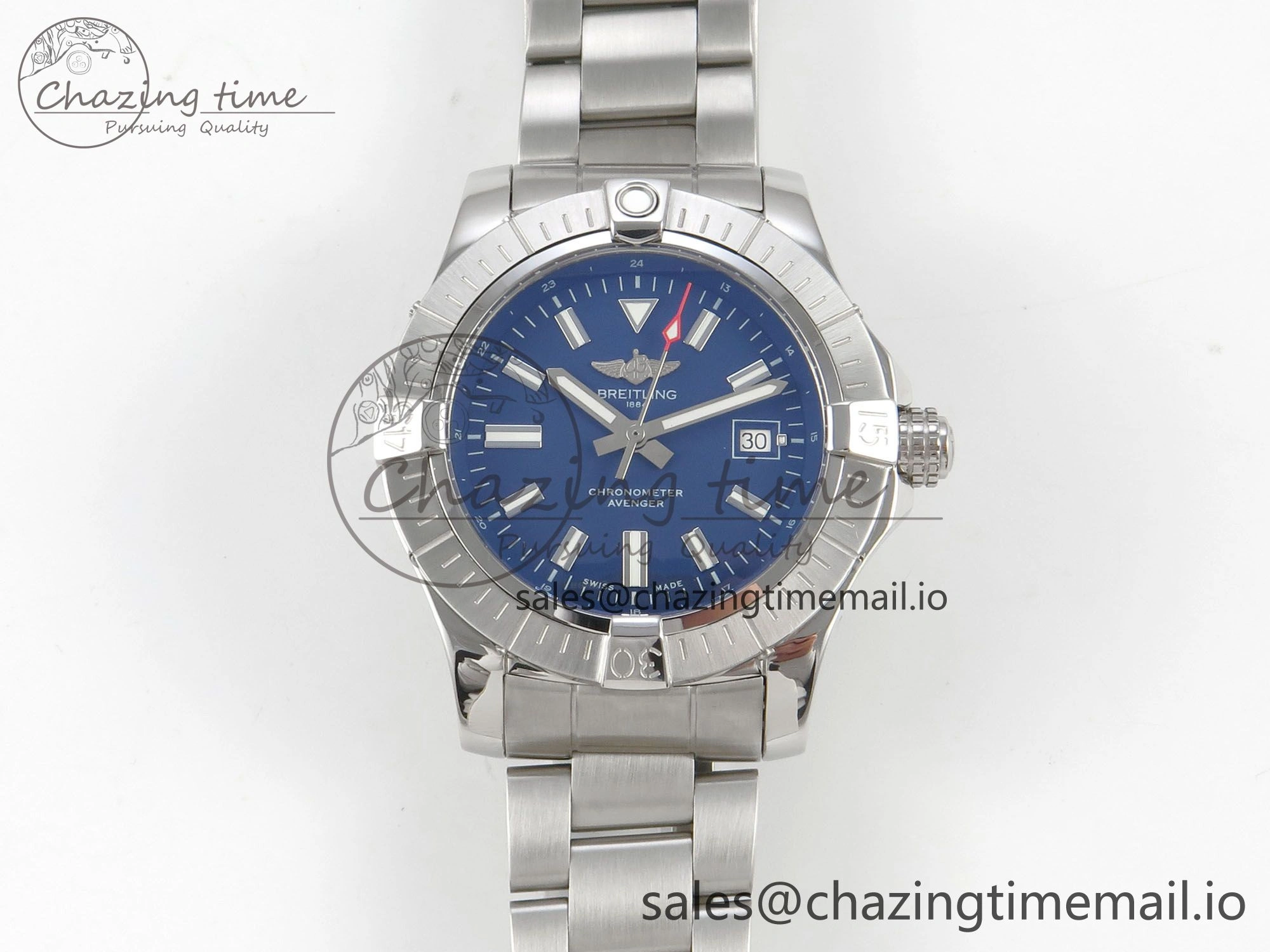 Avenger 43mm SS TF 1:1 Best Edition Blue Dial on SS Bracelet A2824 V2